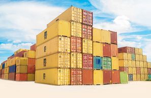 Contêineres de importação e exportação
